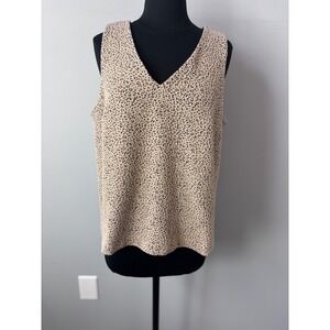 Banana Republic Sleeveless V Neck Leopard Print Top Women's Size L‎